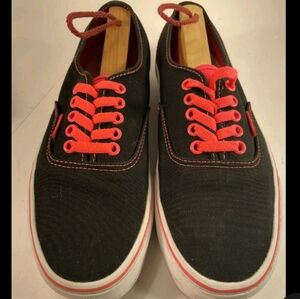 Black Vans Sneakers Neon Orange Pink Laces Women's Size 6.5 Athletic Shoes